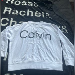 White Calvin Klein cropped sweatshirt